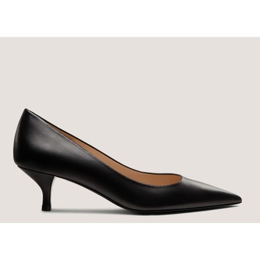 Stuart Weitzman Kitten Heel Power Pump 50‎ Black Pointed Toe Shoes Size 8N